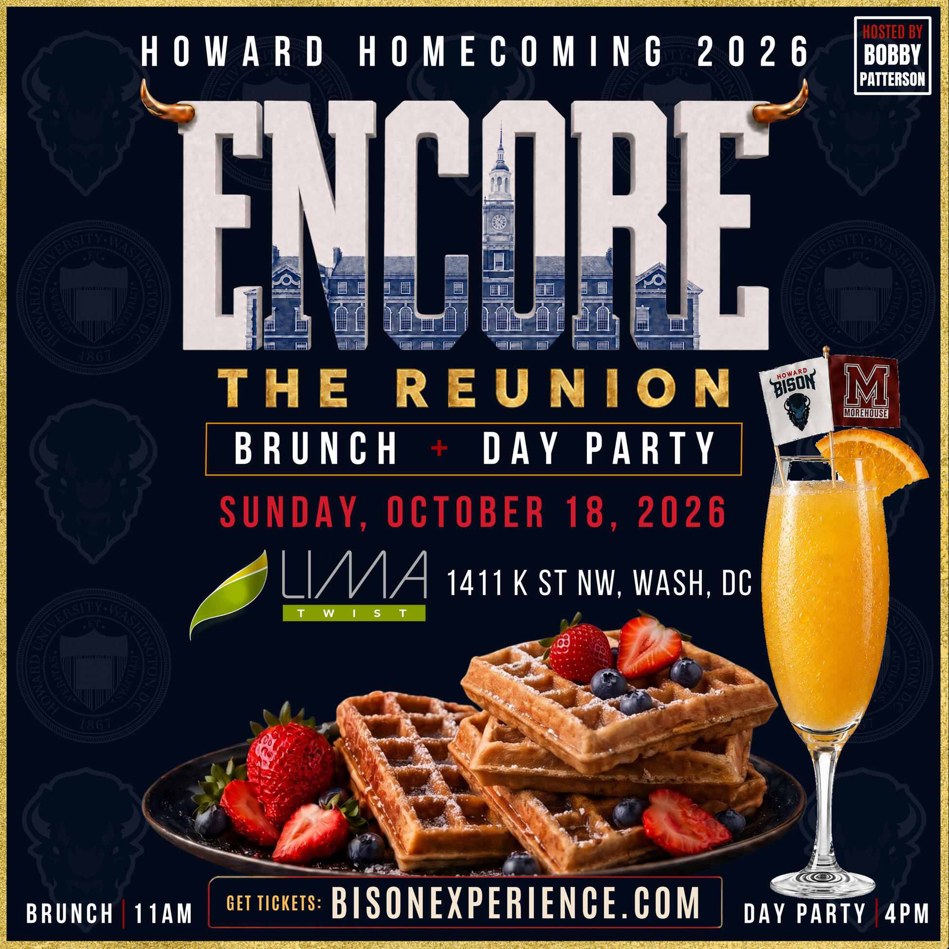 The Encore Howard Homecoming 2026 brunch and day party at Lima Twist in Washington DC